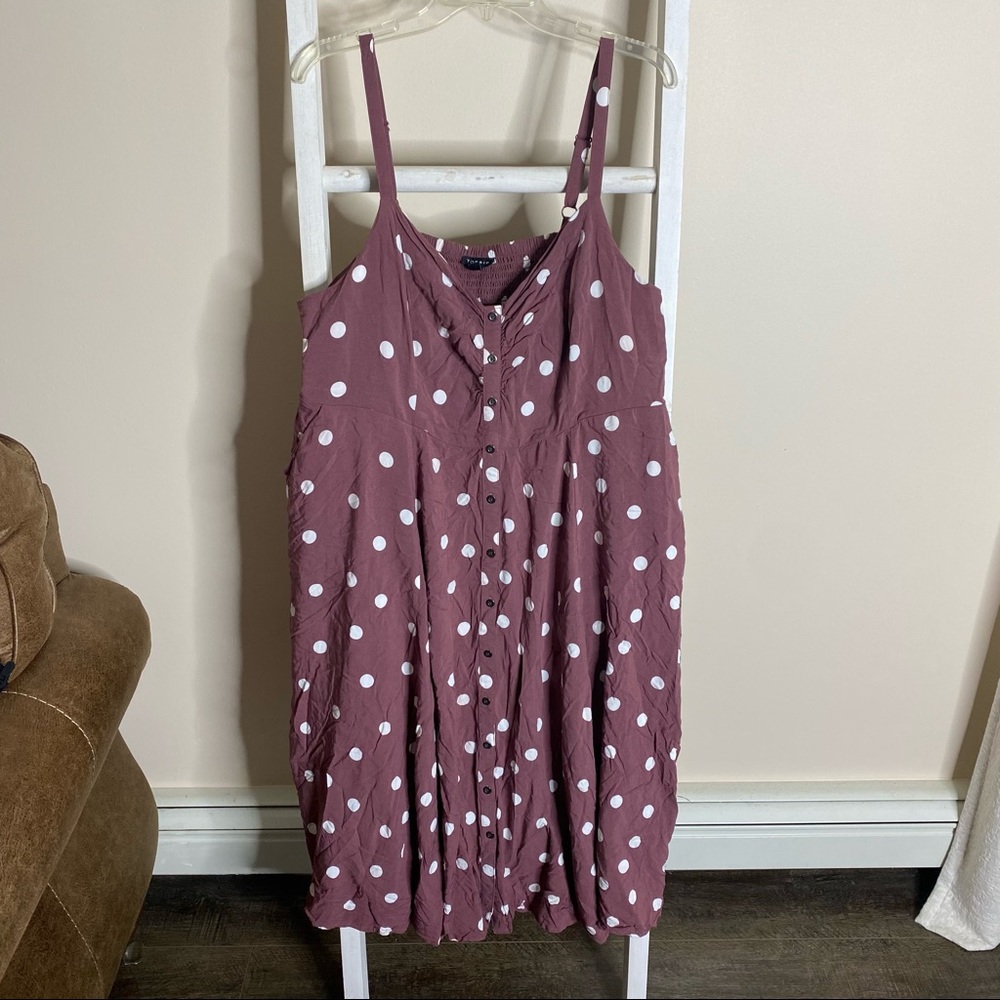 Torrid Walnut polka dot challis midi dress. Size 2.